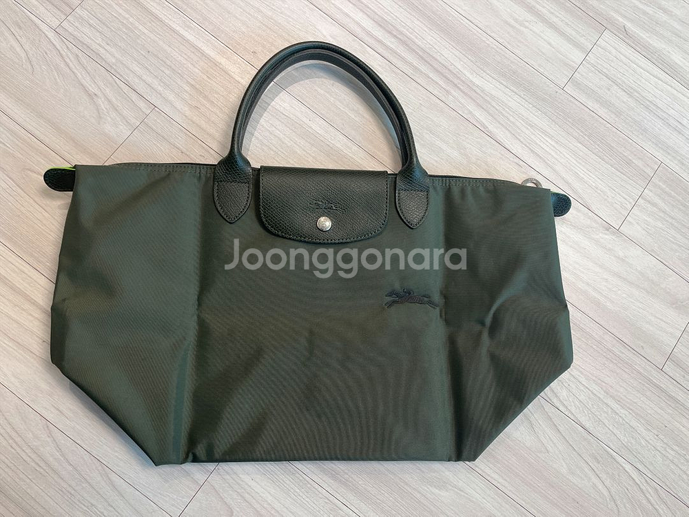 롱샴 정품 르 플리아쥬 그린 M 탑핸들 백--0