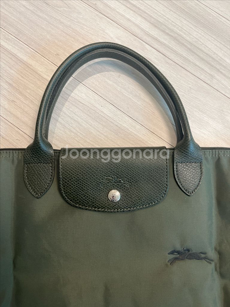 롱샴 정품 르 플리아쥬 그린 M 탑핸들 백--1