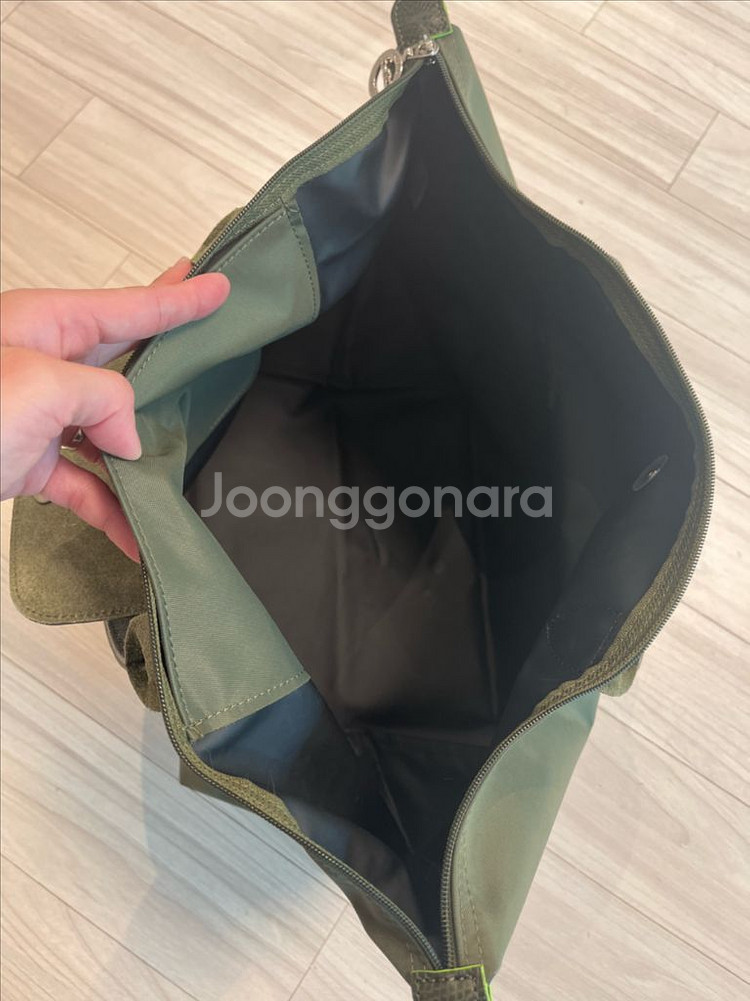 롱샴 정품 르 플리아쥬 그린 M 탑핸들 백--6