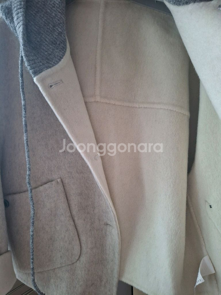 [새옷] 니트후드가 달린 귀여운 숏 울코트--4