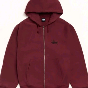 (새상품)스투시 Stock Seou 집업 후드와인색