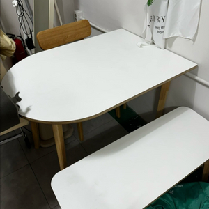 [다은담다] 퓨어 하프문 반원테이블 1000(의자포함)