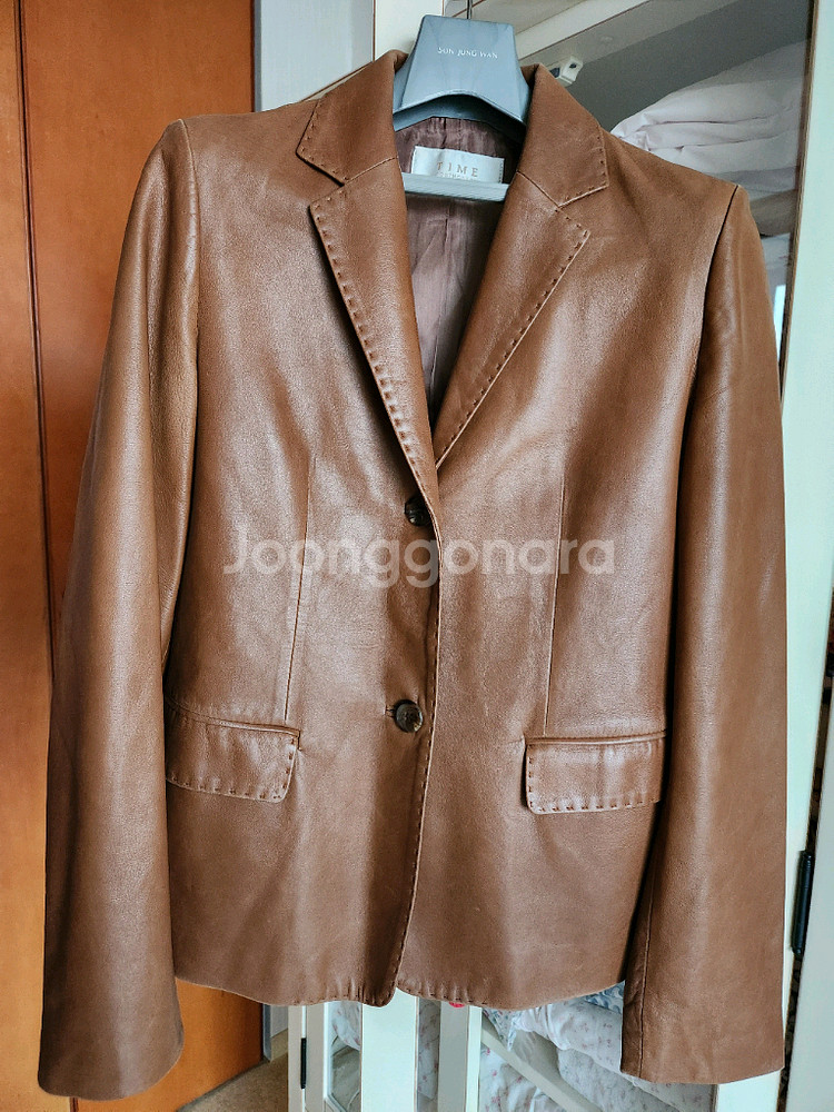 타임 여성 양가죽 자켓 모카브라운 이탈리아 원단--5