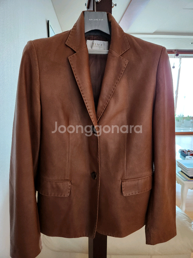타임 여성 양가죽 자켓 모카브라운 이탈리아 원단--3