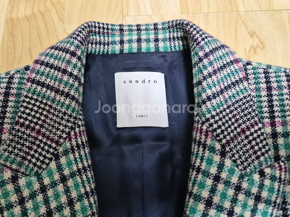 [스페인 왕비착용]산드로 체크 울 자켓+스커트 세트 셋업--4