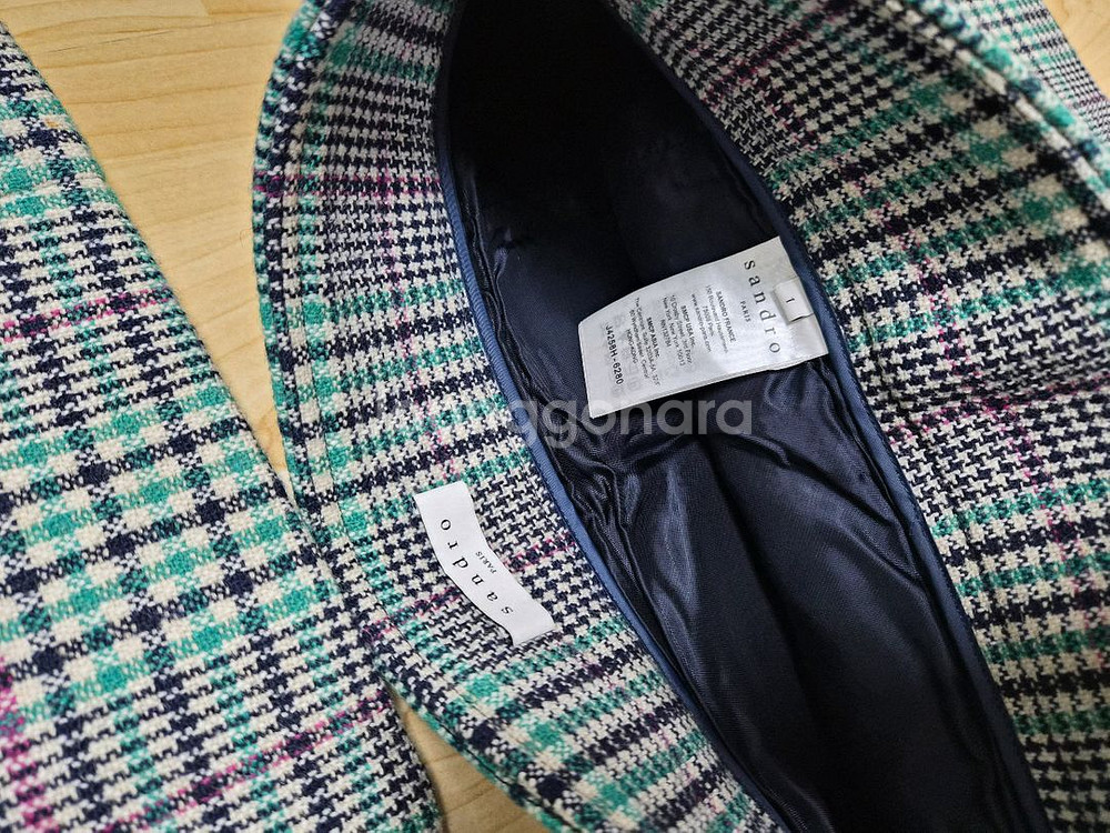 [스페인 왕비착용]산드로 체크 울 자켓+스커트 세트 셋업--6