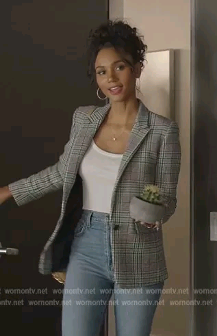 [스페인 왕비착용]산드로 체크 울 자켓+스커트 세트 셋업--7