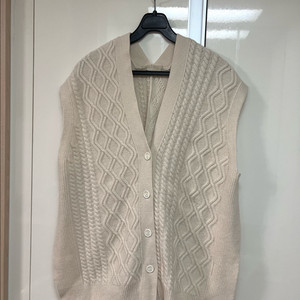 21년 빈폴레이디스 울 캐시미어 투웨이 니트 베스트 조끼 꽈배기 브이넥 가디건