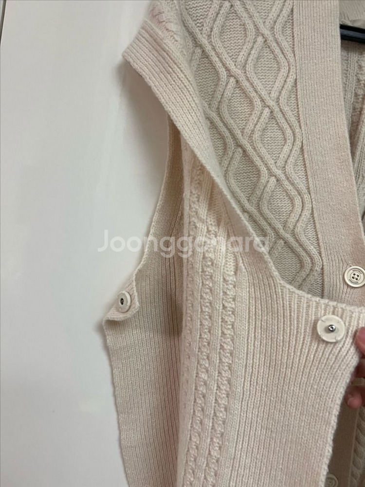 21년 빈폴레이디스 울 캐시미어 투웨이 니트 베스트 조끼 꽈배기 브이넥 가디건--16