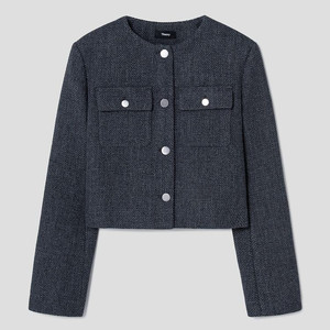 Theory 띠어리 트위드 크롭 자켓 (차콜 멜란지)