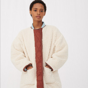 마쥬 MAJE 시어링 자켓 덤블 양털 뽀글이 부클 점퍼 숏 하프코트 아이보리