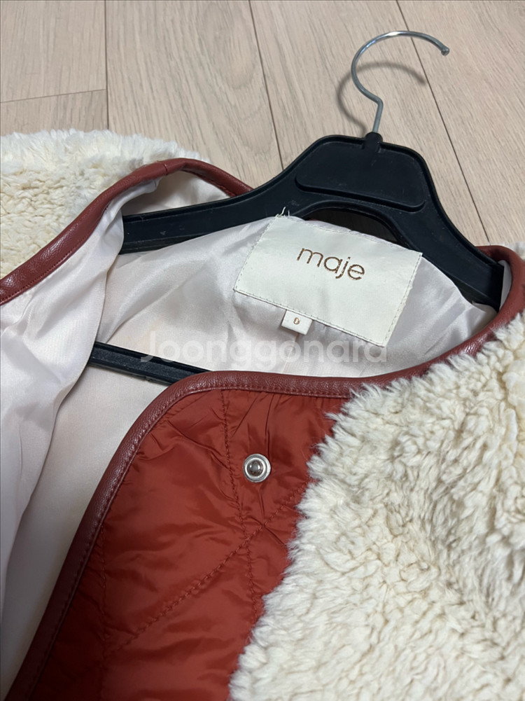 마쥬 MAJE 시어링 자켓 덤블 양털 뽀글이 부클 점퍼 숏 하프코트 아이보리--7