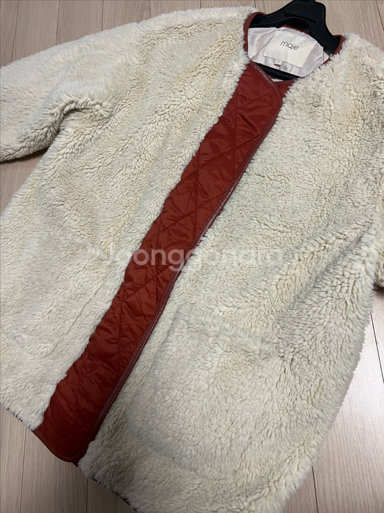 마쥬 MAJE 시어링 자켓 덤블 양털 뽀글이 부클 점퍼 숏 하프코트 아이보리--11