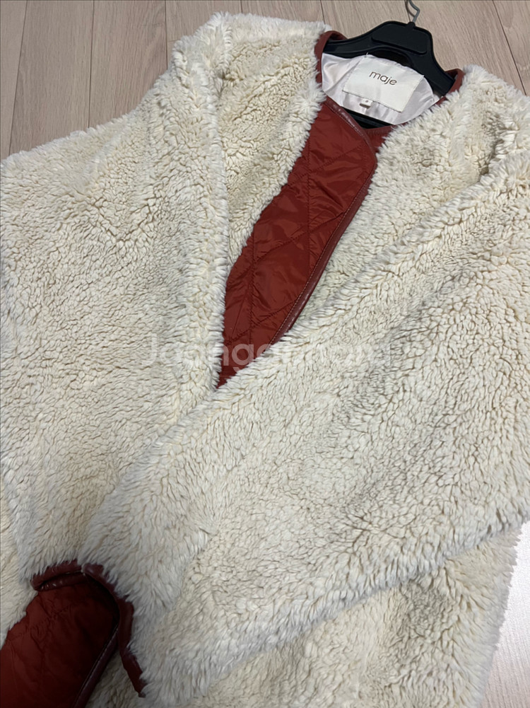 마쥬 MAJE 시어링 자켓 덤블 양털 뽀글이 부클 점퍼 숏 하프코트 아이보리--12