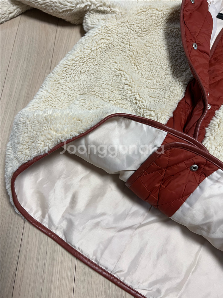 마쥬 MAJE 시어링 자켓 덤블 양털 뽀글이 부클 점퍼 숏 하프코트 아이보리--16