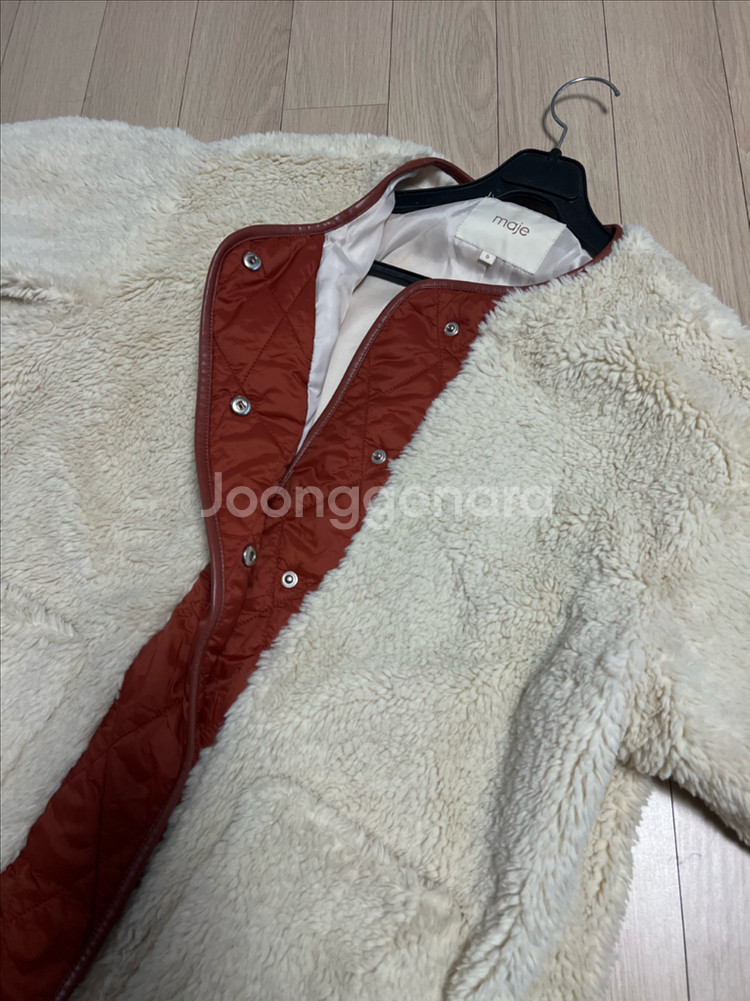 마쥬 MAJE 시어링 자켓 덤블 양털 뽀글이 부클 점퍼 숏 하프코트 아이보리--14