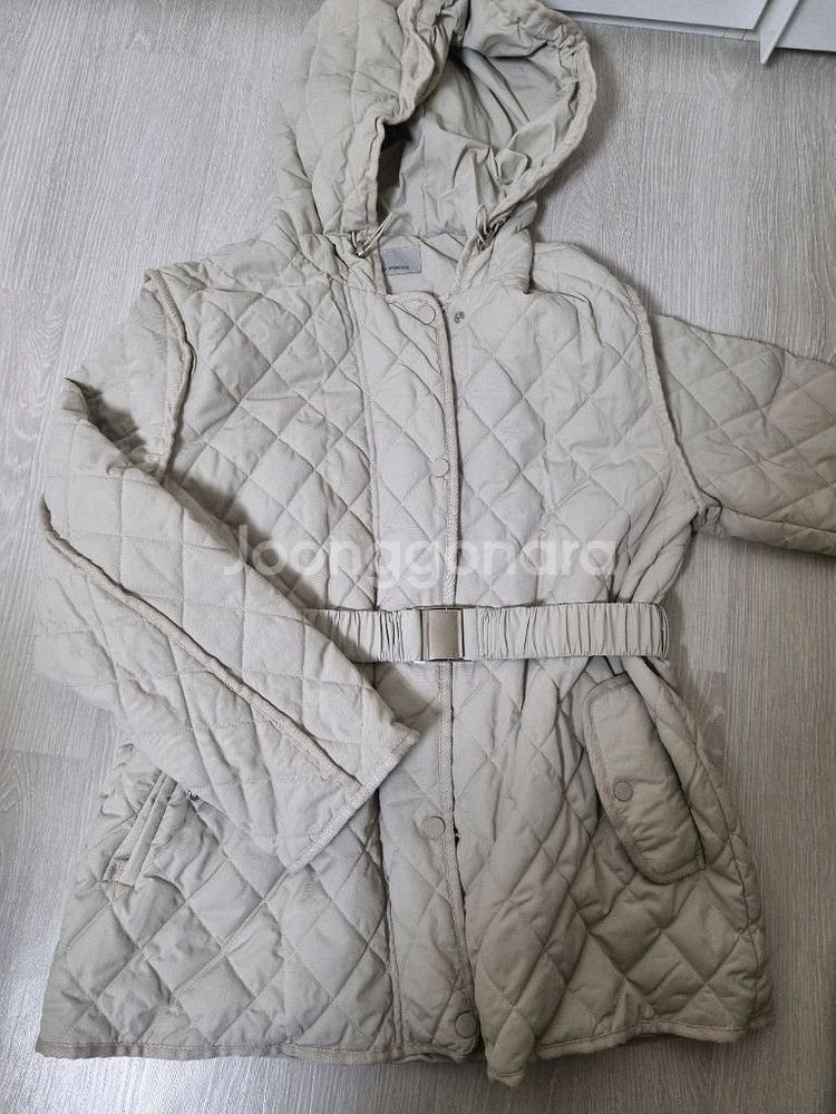 보브 퀼팅 후드 패딩--3