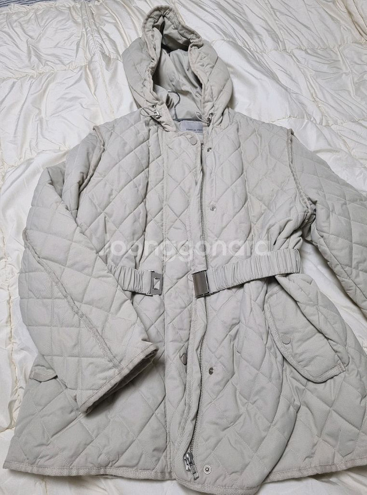 보브 퀼팅 후드 패딩--2