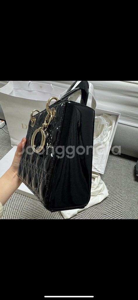 정품 디올 레이디백 스몰 페이던트 블랙 (이너백 증정)--5