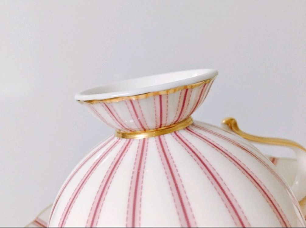 [1조 가격]빈티지 노리다케 핑크 리본 스티치 패턴 찻잔 겸 커피잔--3