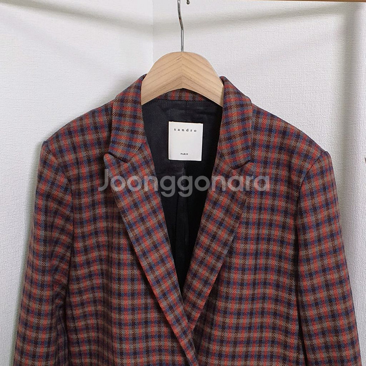 산드로 체크 울 더블코트자켓--1