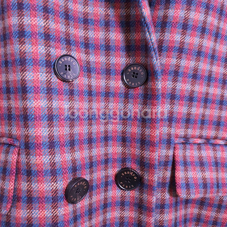 산드로 체크 울 더블코트자켓--2