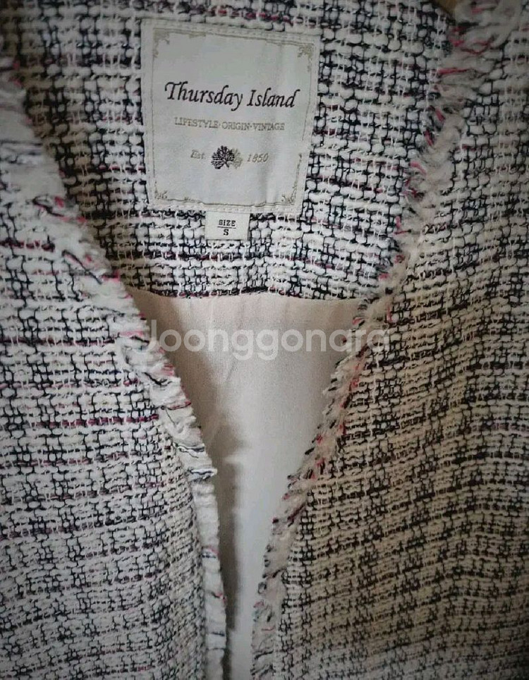 써스데이아일랜드 트위드자켓 S 55사이즈--4