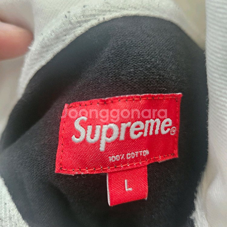 슈프림 로고 반집업 후드티--2