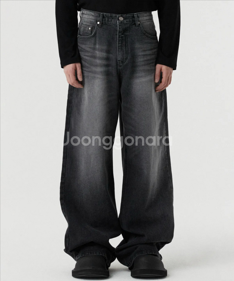 DNSR 디앤에스알 시그니처 와이드 데님 팬츠 블랙xl--0