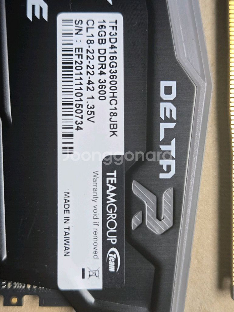 TeamGroup T-Force DDR4-3600 CL18 Delta RGB 32GB(16Gx2)--1