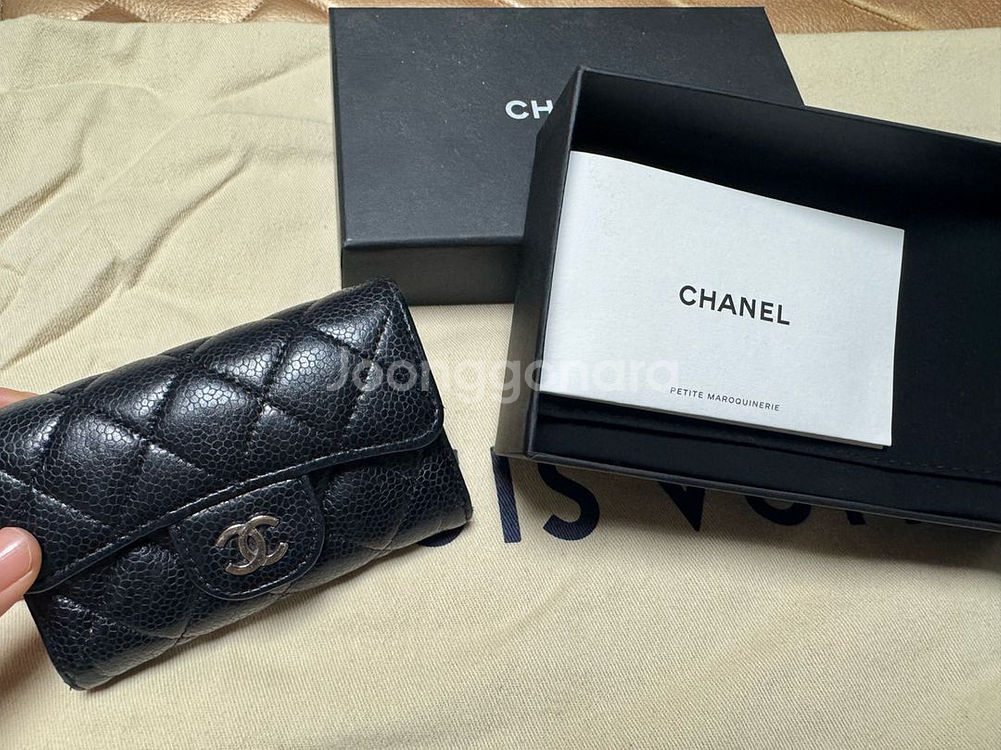 샤넬 캐비어 퀼팅 카드지갑--2