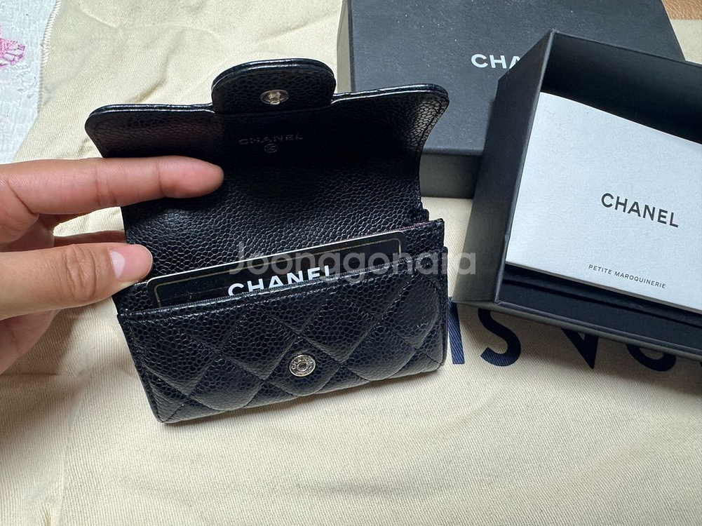 샤넬 캐비어 퀼팅 카드지갑--3