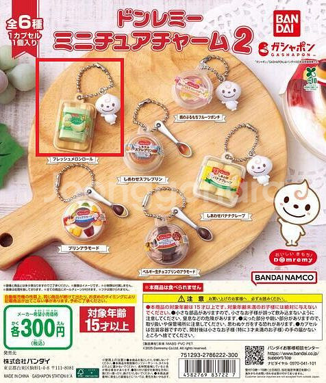 돈레미 미니어쳐 챰 푸딩 빵 가챠 후레쉬 메론롤 키링--1