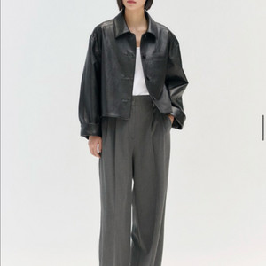 [Nilby P] 닐바이피 가죽 자켓 레더 크롭 자켓 블랙 34