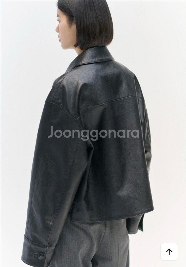 [Nilby P] 닐바이피 가죽 자켓 레더 크롭 자켓 블랙 34--2