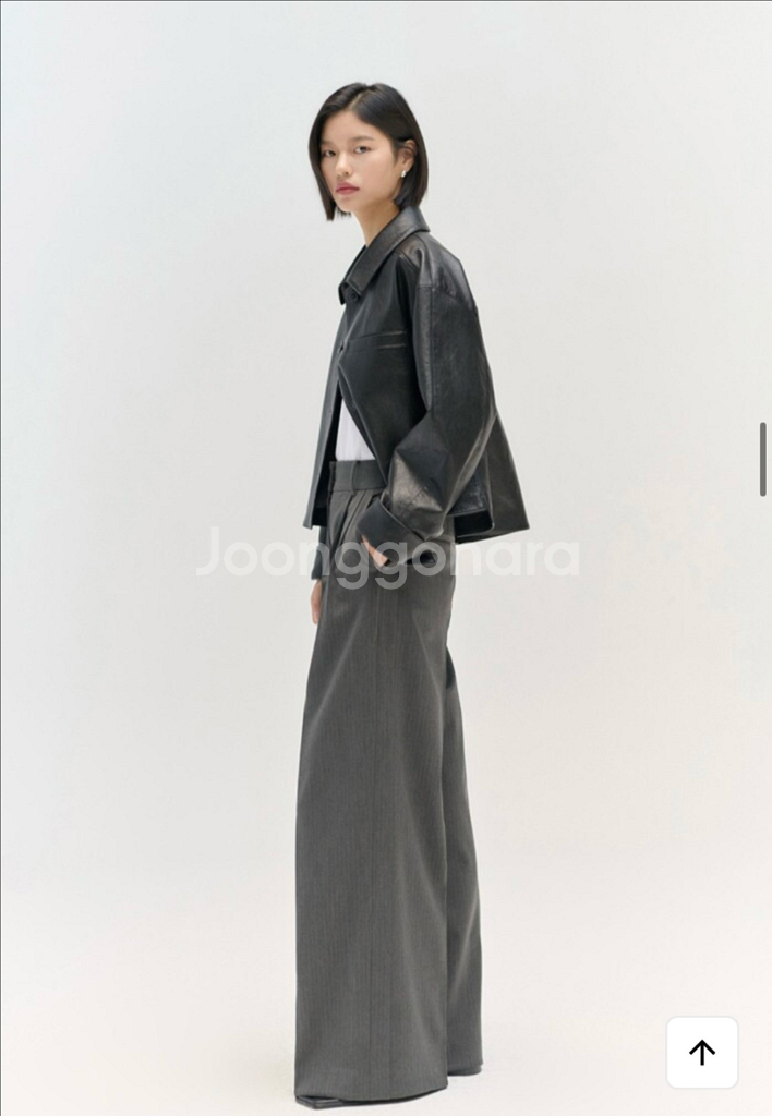 [Nilby P] 닐바이피 가죽 자켓 레더 크롭 자켓 블랙 34--1