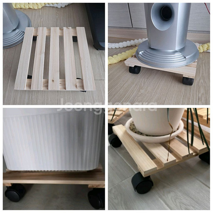 이동식 원형 사각 받침대 나무 화분 받침대 새상품--5