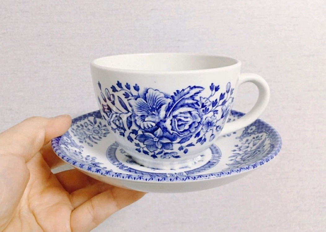 [1조 가격]영국 빈티지 우드앤썬(WOOD&SONS) 큐 블루 찻잔 겸 커피잔--0