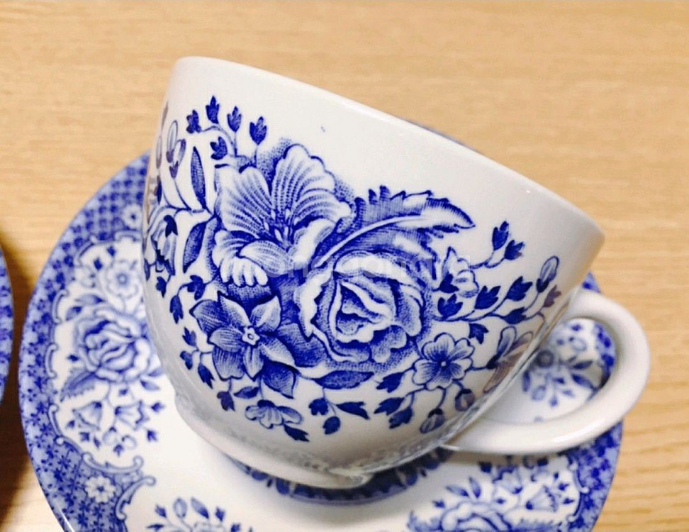 [1조 가격]영국 빈티지 우드앤썬(WOOD&SONS) 큐 블루 찻잔 겸 커피잔--1
