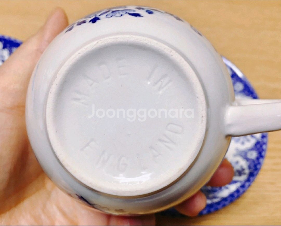 [1조 가격]영국 빈티지 우드앤썬(WOOD&SONS) 큐 블루 찻잔 겸 커피잔--6