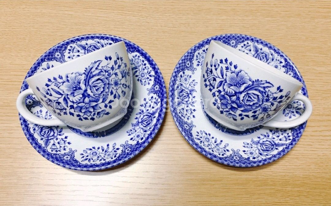 [1조 가격]영국 빈티지 우드앤썬(WOOD&SONS) 큐 블루 찻잔 겸 커피잔--5