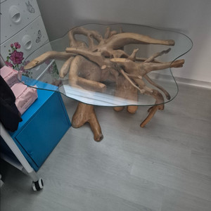 원목 유리 테이블 괴목테이블