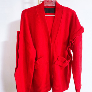 (프리사이즈)럭키슈에뜨여자똑딱이단추울100%프릴유니크가디건