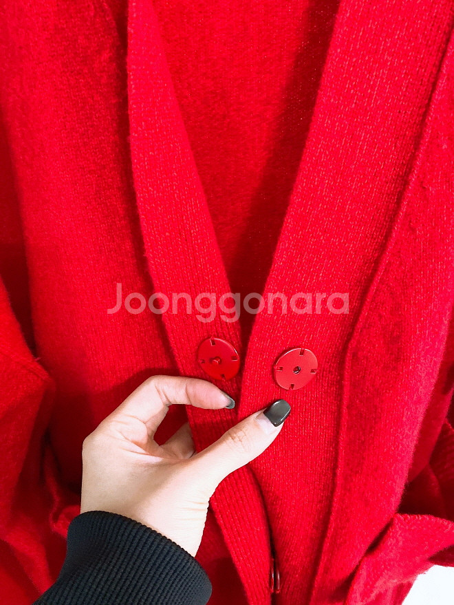 (프리사이즈)럭키슈에뜨여자똑딱이단추울100%프릴유니크가디건--2