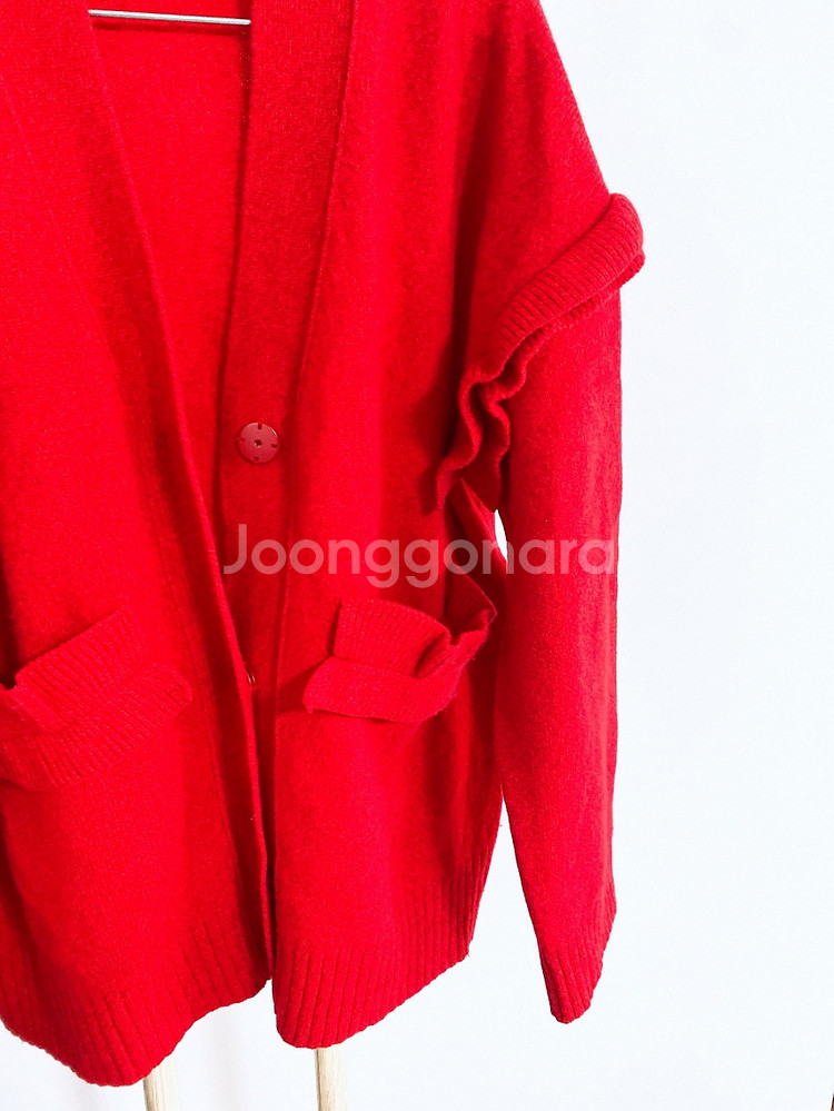 (프리사이즈)럭키슈에뜨여자똑딱이단추울100%프릴유니크가디건--4