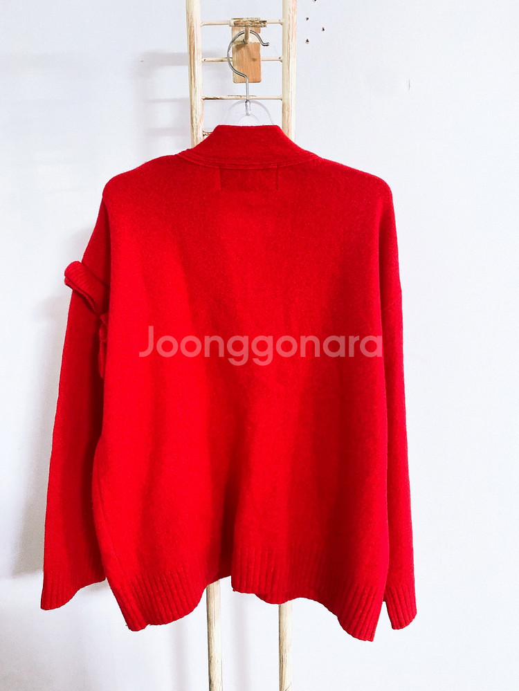 (프리사이즈)럭키슈에뜨여자똑딱이단추울100%프릴유니크가디건--5