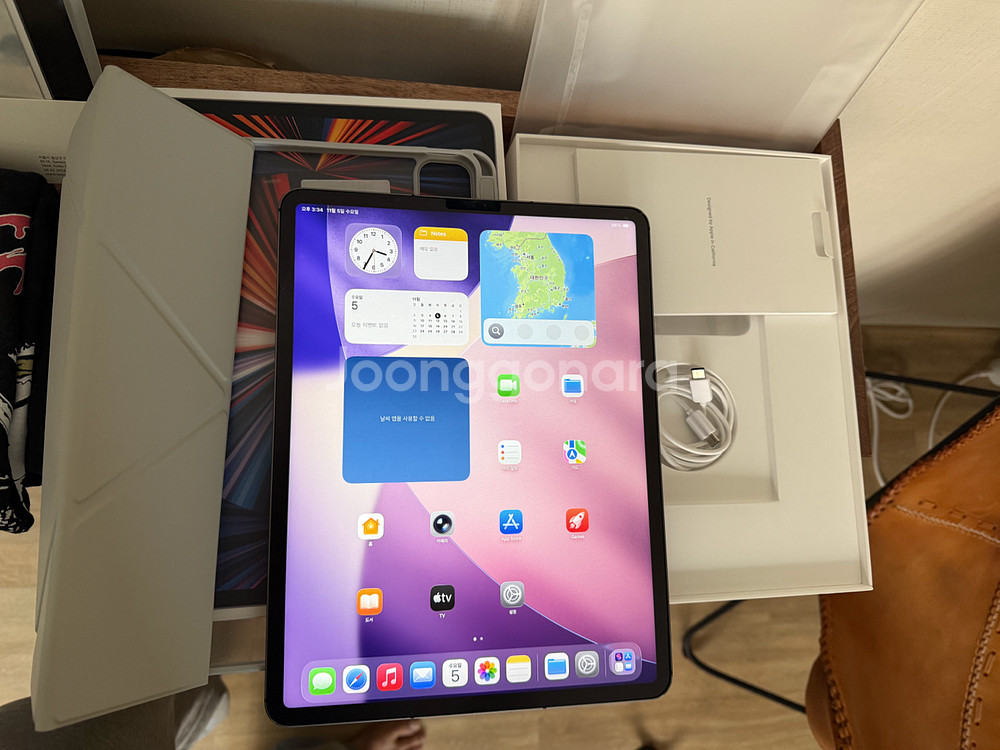 아이패드 프로 M1 5세대 12.9인치 128GB 셀룰러 S급 풀박+ 케이스--1