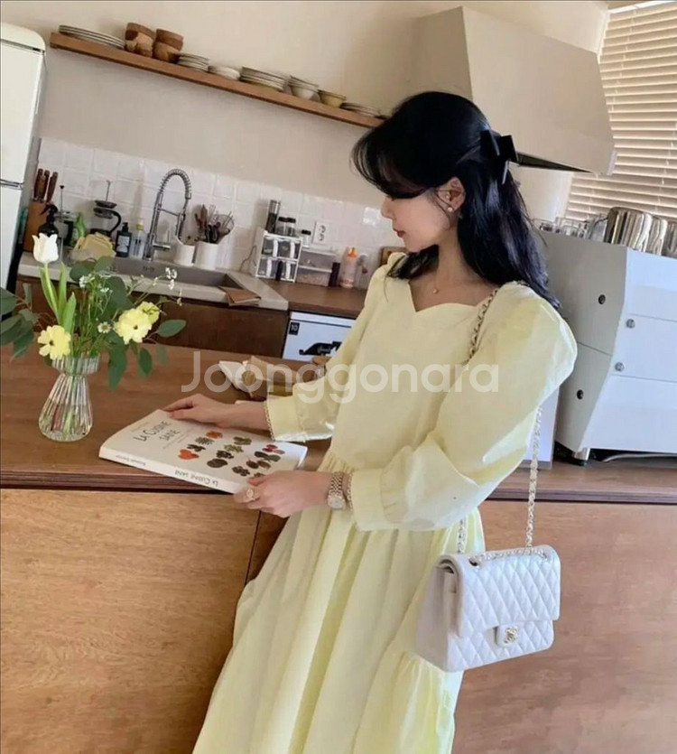 바이씨니 벨 원피스 (옐로우 라지)--1