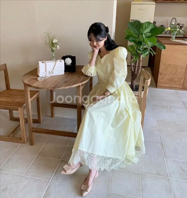 바이씨니 벨 원피스 (옐로우 라지)--0