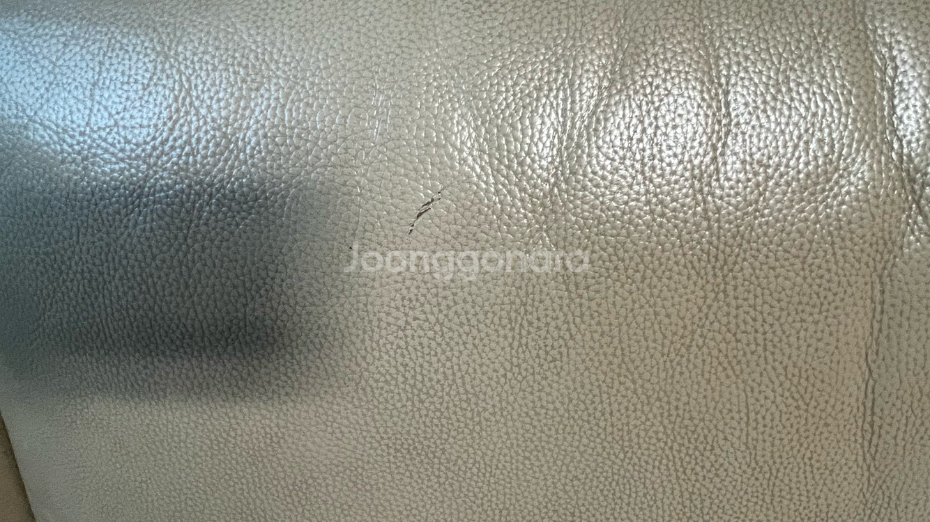 [광주]베이지 통가죽 코너형 소파--1